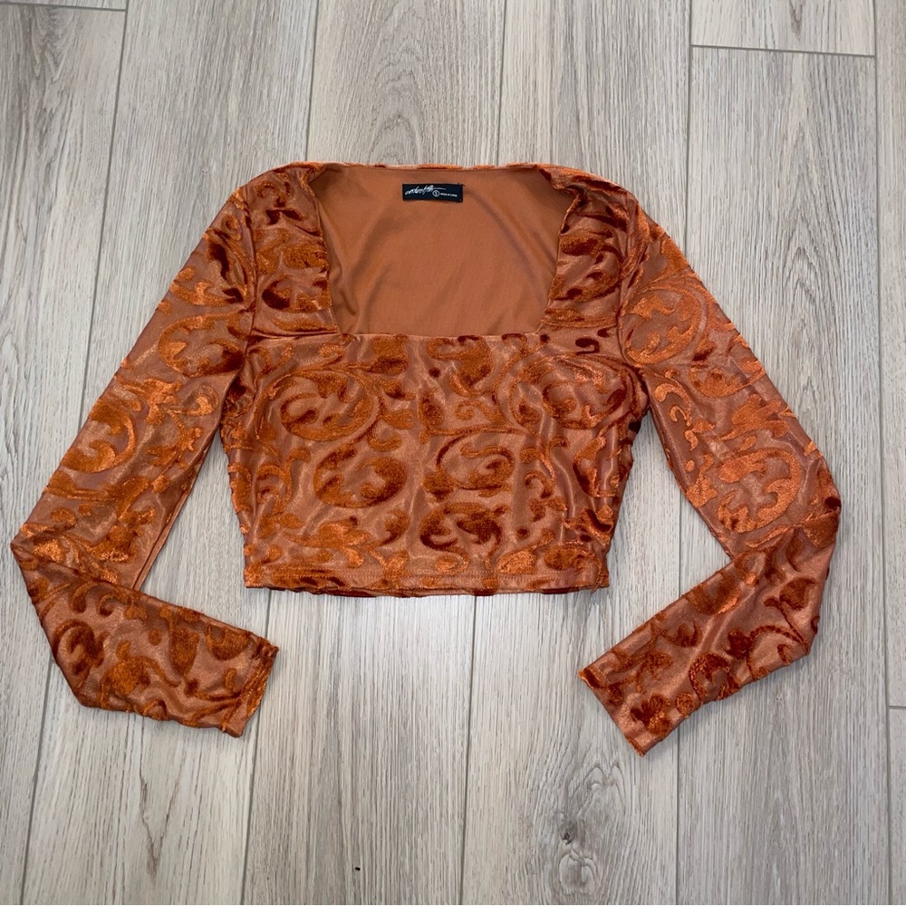 Elegant Orange Long Sleeve Women's Top